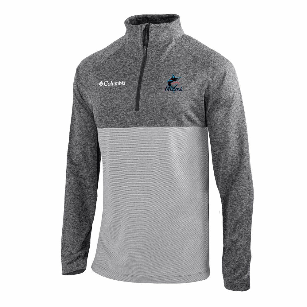 Miami Marlins Omni-Wick Raglan Rockin' It Quarter-Zip Pullover - Gray | Columbia