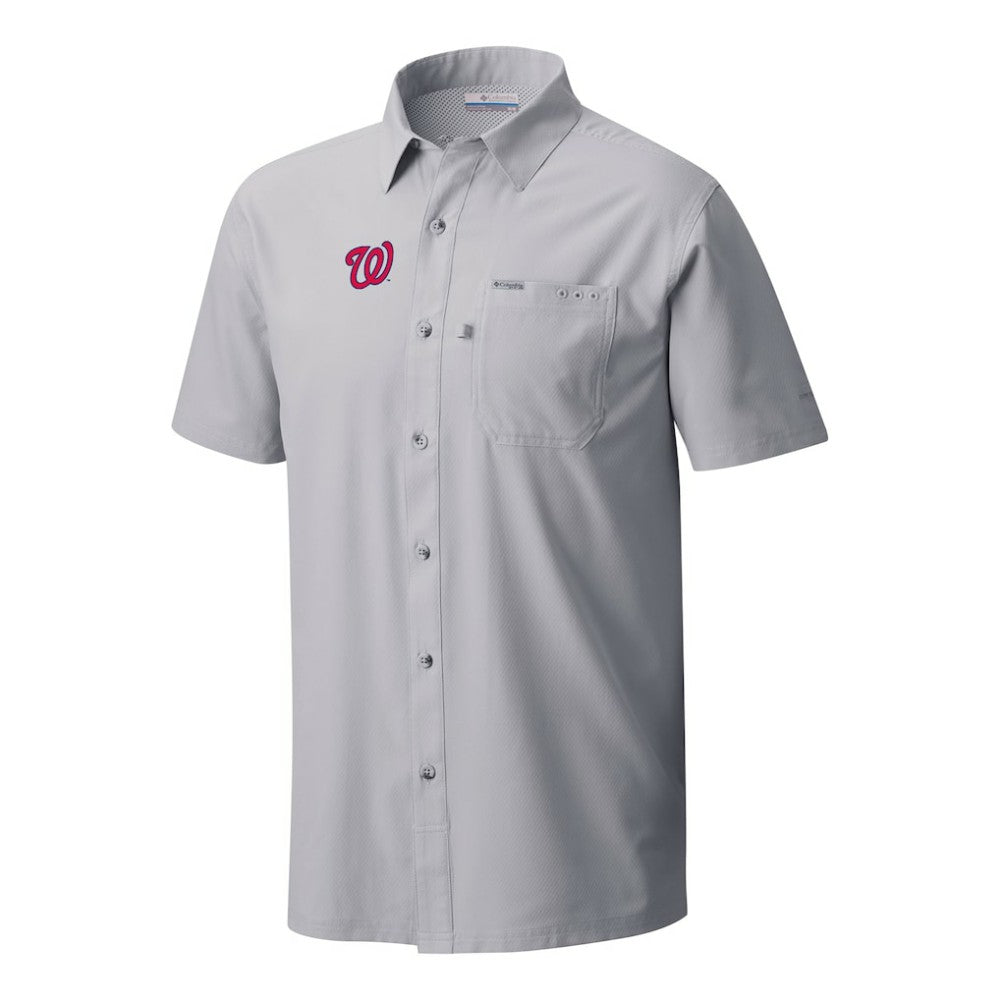 Washington Nationals Slack Tide Omni-Wick Button-Up Camp Shirt - Gray | Columbia