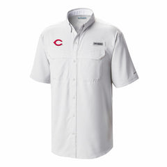 Cincinnati Reds Omni-Wick Low Drag Offshore Button-Up Shirt - White | Columbia