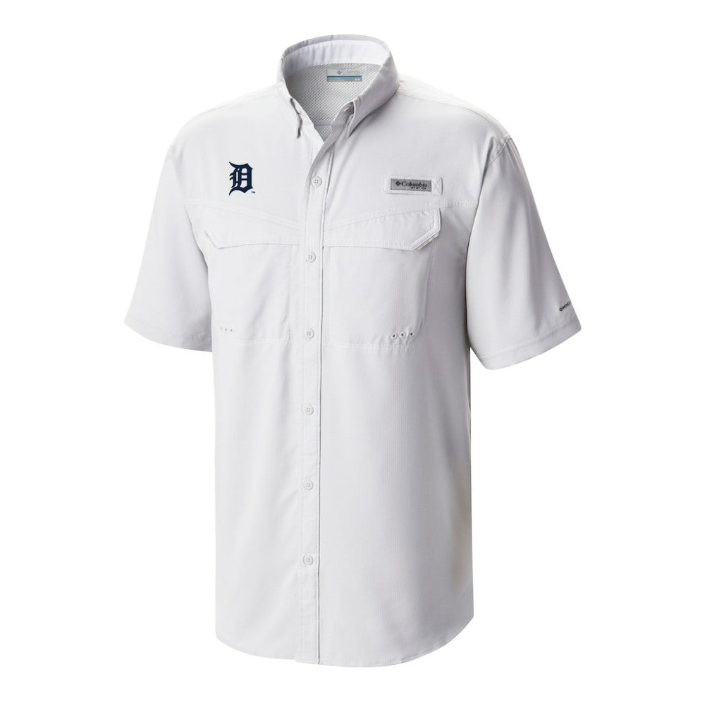 Detroit Tigers Omni-Wick Low Drag Offshore Button-Up Shirt - White | Columbia