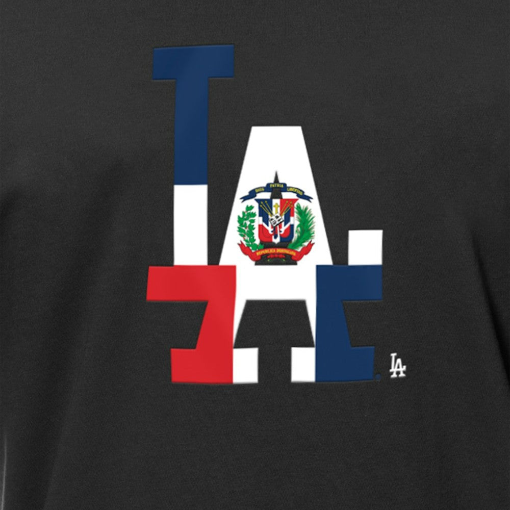 Los Angeles Dodgers Dominican Republic Flag Logo T-Shirt - Black | New Era