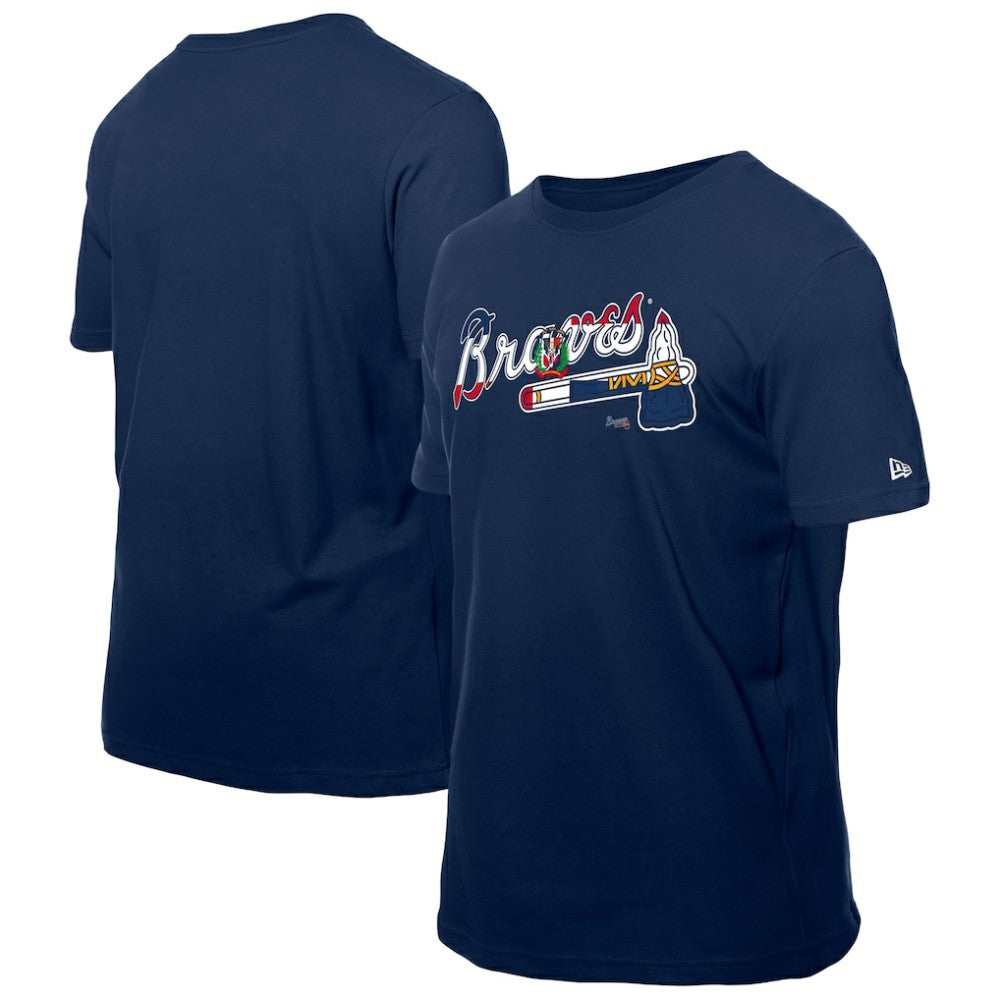 Atlanta Braves Dominican Republic Flag Logo T-Shirt - Navy | New Era