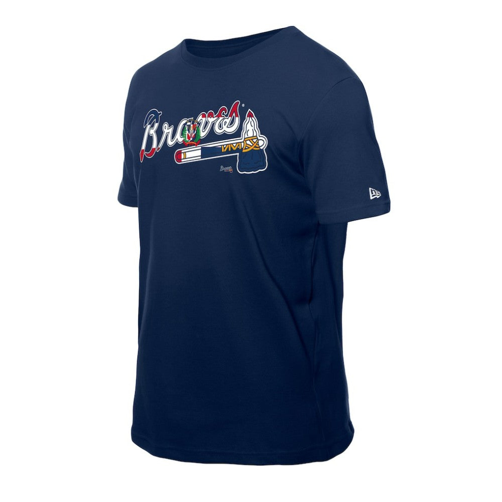 Atlanta Braves Dominican Republic Flag Logo T-Shirt - Navy | New Era