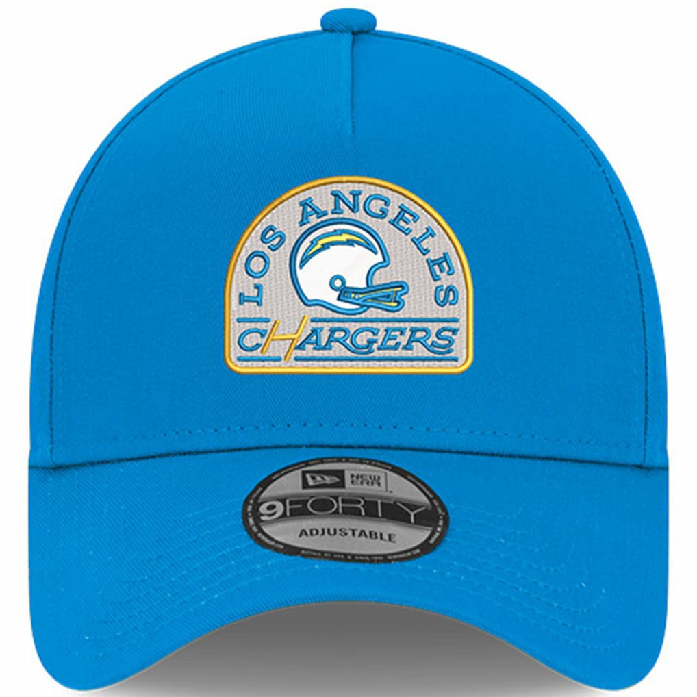 Los Angeles Chargers New Era Charger Power A-Frame 9FORTY Trucker Adjustable Hat - Powder Blue for sale
