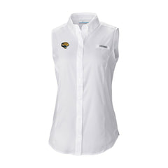 Jacksonville Jaguars Women's Historic Tamiami Omni-Shade Sleeveless Button-Up Shirt - White cheap