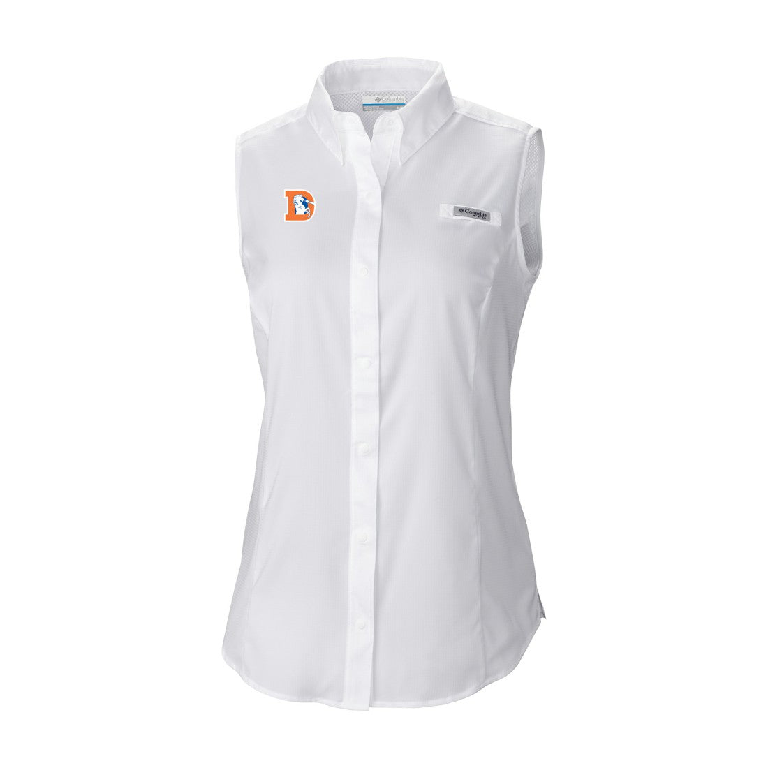 Denver Broncos Women's Historic Tamiami Omni-Shade Sleeveless Button-Up Shirt - White online