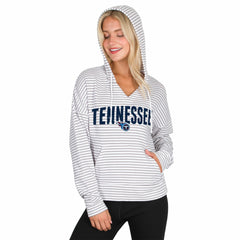 Tennessee Titans Concepts Sport Women's Liftoff Striped V-Neck Hoodie - White/Gray on sale