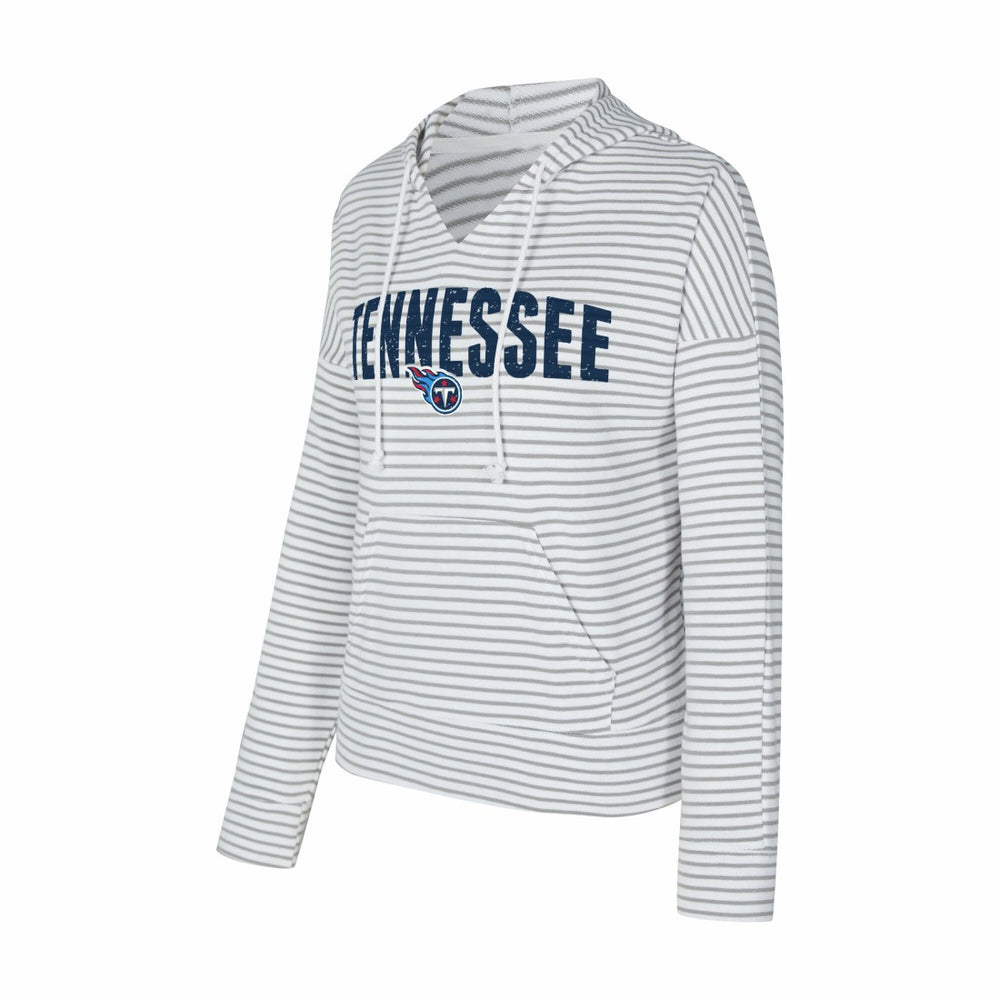 Tennessee Titans Concepts Sport Women's Liftoff Striped V-Neck Hoodie - White/Gray on sale