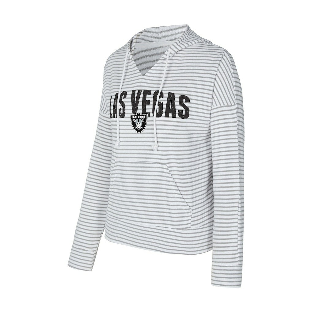Las Vegas Raiders Concepts Sport Women's Liftoff Striped V-Neck Hoodie - White/Gray discount