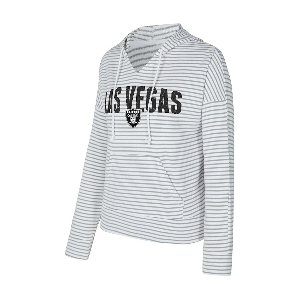 Las Vegas Raiders Concepts Sport Women's Liftoff Striped V-Neck Hoodie - White/Gray discount