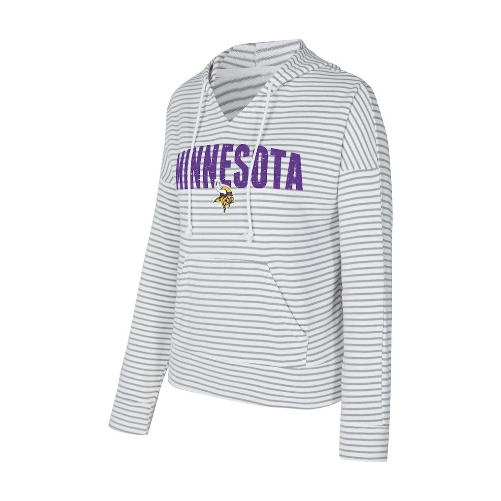 Minnesota Vikings Concepts Sport Women's Liftoff Striped V-Neck Hoodie - White/Gray cheap