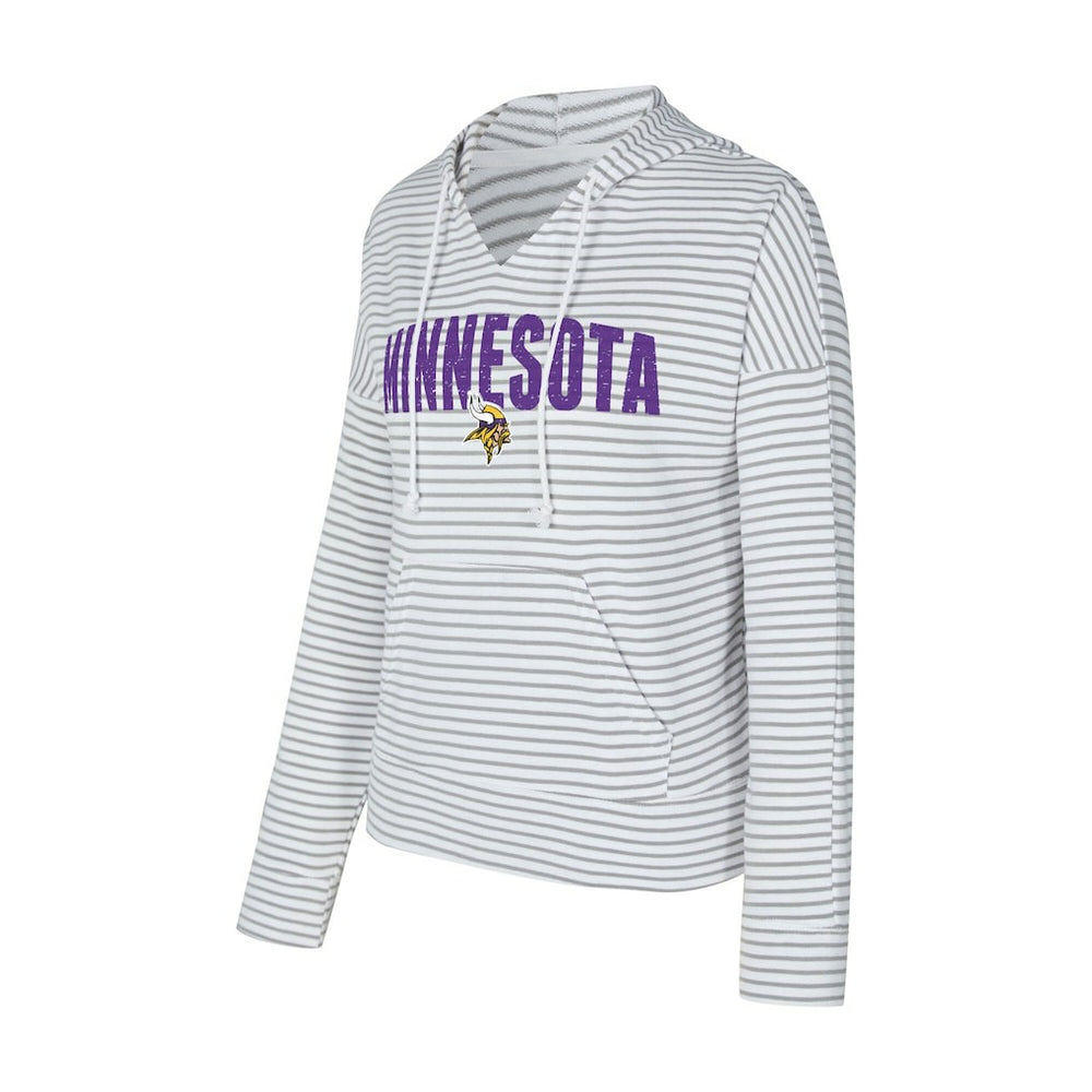 Minnesota Vikings Concepts Sport Women's Liftoff Striped V-Neck Hoodie - White/Gray cheap