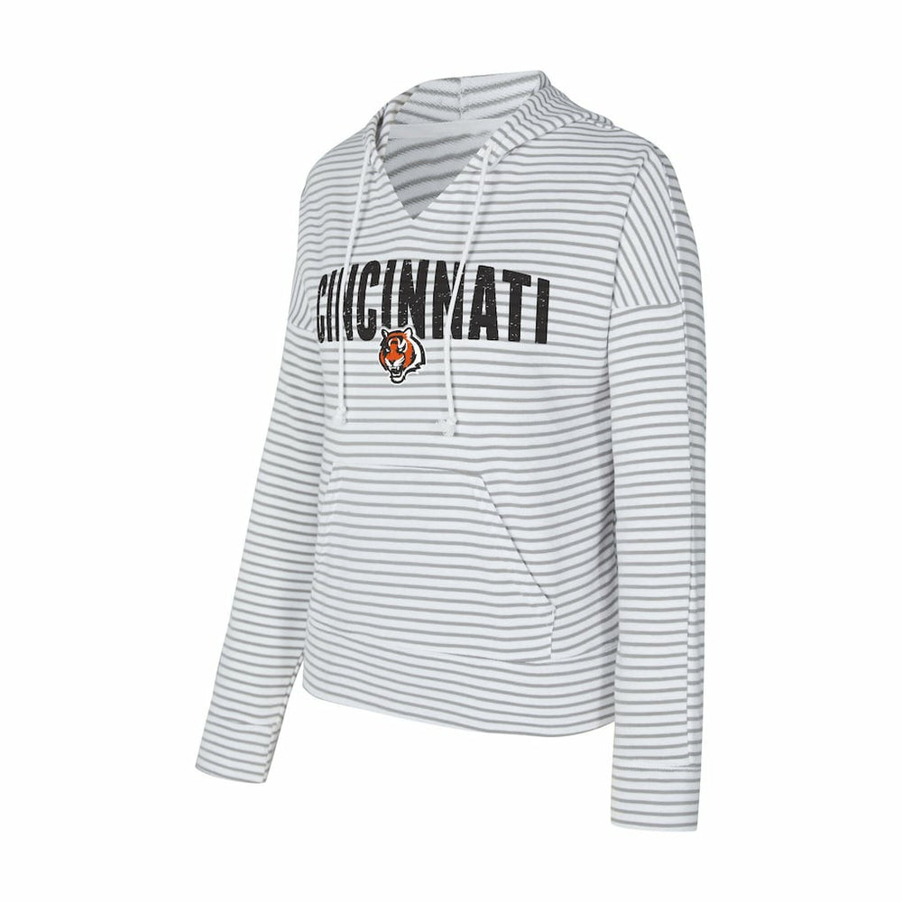 Cincinnati Bengals Concepts Sport Women's Liftoff Striped V-Neck Hoodie - White/Gray outlet