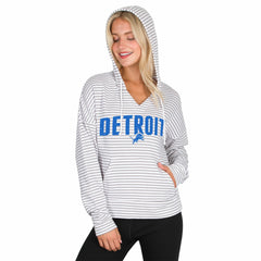 Detroit Lions Concepts Sport Women's Liftoff Striped V-Neck Hoodie - White/Gray online