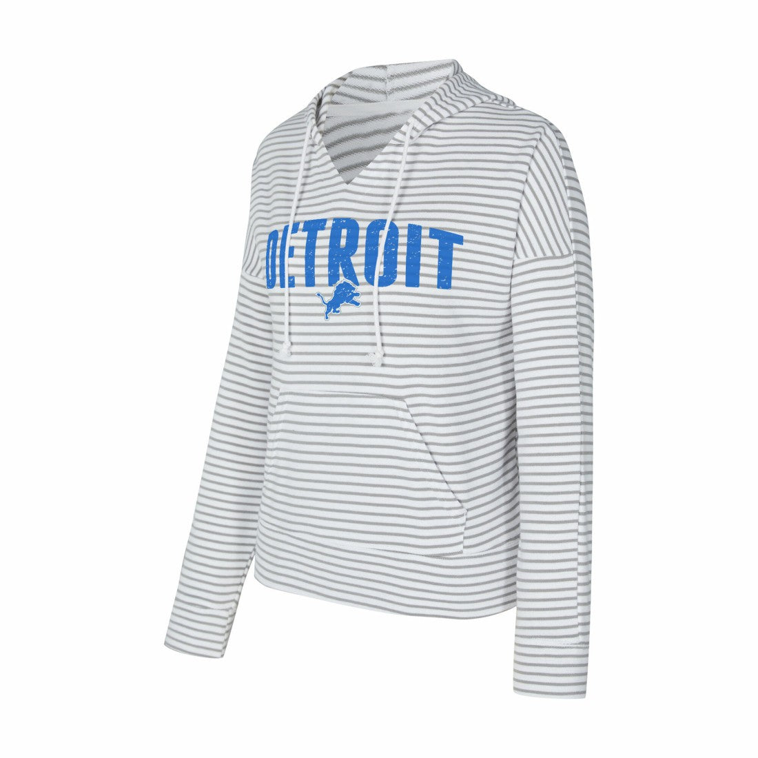 Detroit Lions Concepts Sport Women's Liftoff Striped V-Neck Hoodie - White/Gray online