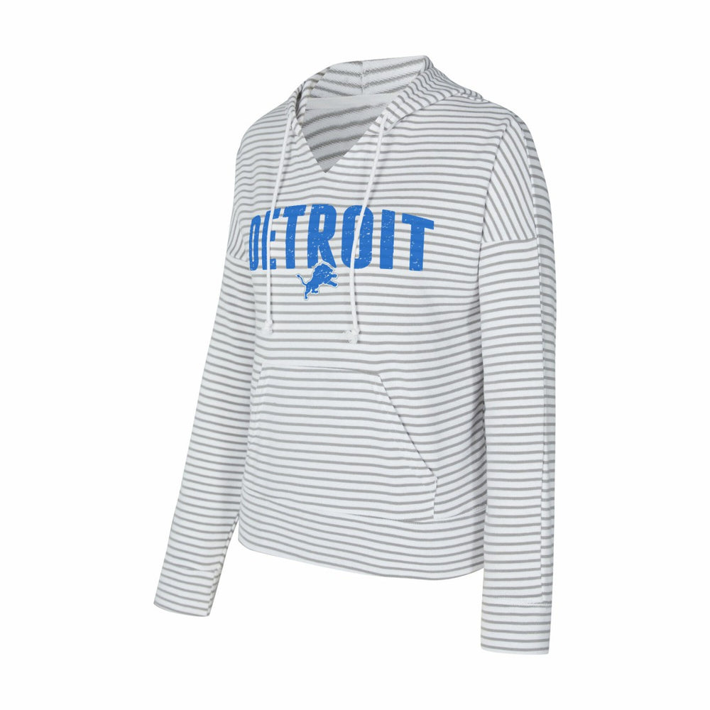 Detroit Lions Concepts Sport Women's Liftoff Striped V-Neck Hoodie - White/Gray online