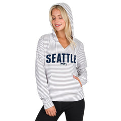 Seattle Seahawks Concepts Sport Women's Liftoff Striped V-Neck Hoodie - White/Gray online