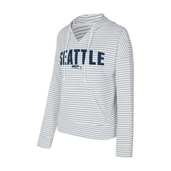 Seattle Seahawks Concepts Sport Women's Liftoff Striped V-Neck Hoodie - White/Gray online