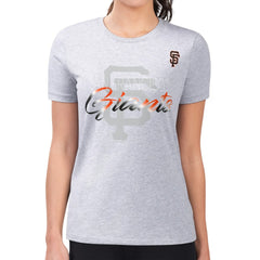 San Francisco Giants G-III 4Her by Carl Banks Women's Super-Slim Fit Lightweight Shadow Logo Graphic T-Shirt - Heather Gray