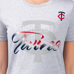 Minnesota Twins G-III 4Her by Carl Banks Women's Super-Slim Fit Lightweight Shadow Logo Graphic T-Shirt - Heather Gray
