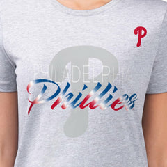 Philadelphia Phillies G-III 4Her by Carl Banks Women's Super-Slim Fit Lightweight Shadow Logo Graphic T-Shirt - Heather Gray
