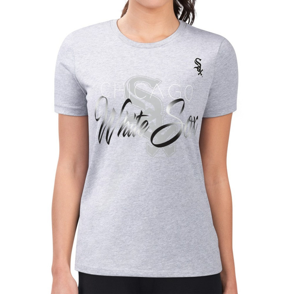 Chicago White Sox G-III 4Her by Carl Banks Women's Super-Slim Fit Lightweight Shadow Logo Graphic T-Shirt - Heather Gray