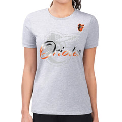 Baltimore Orioles G-III 4Her by Carl Banks Women's Super-Slim Fit Lightweight Shadow Logo Graphic T-Shirt - Heather Gray