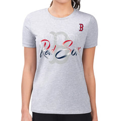 Boston Red Sox G-III 4Her by Carl Banks Women's Super-Slim Fit Lightweight Shadow Logo Graphic T-Shirt - Heather Gray
