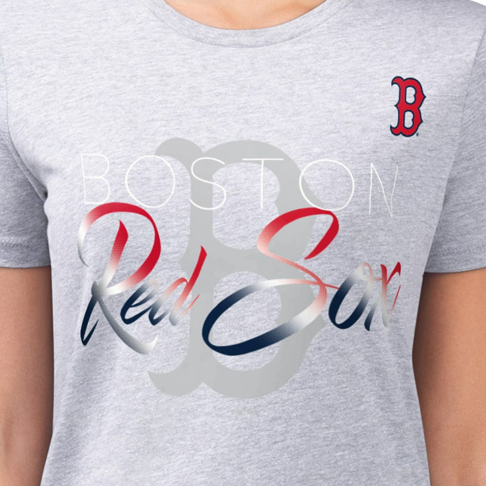 Boston Red Sox G-III 4Her by Carl Banks Women's Super-Slim Fit Lightweight Shadow Logo Graphic T-Shirt - Heather Gray