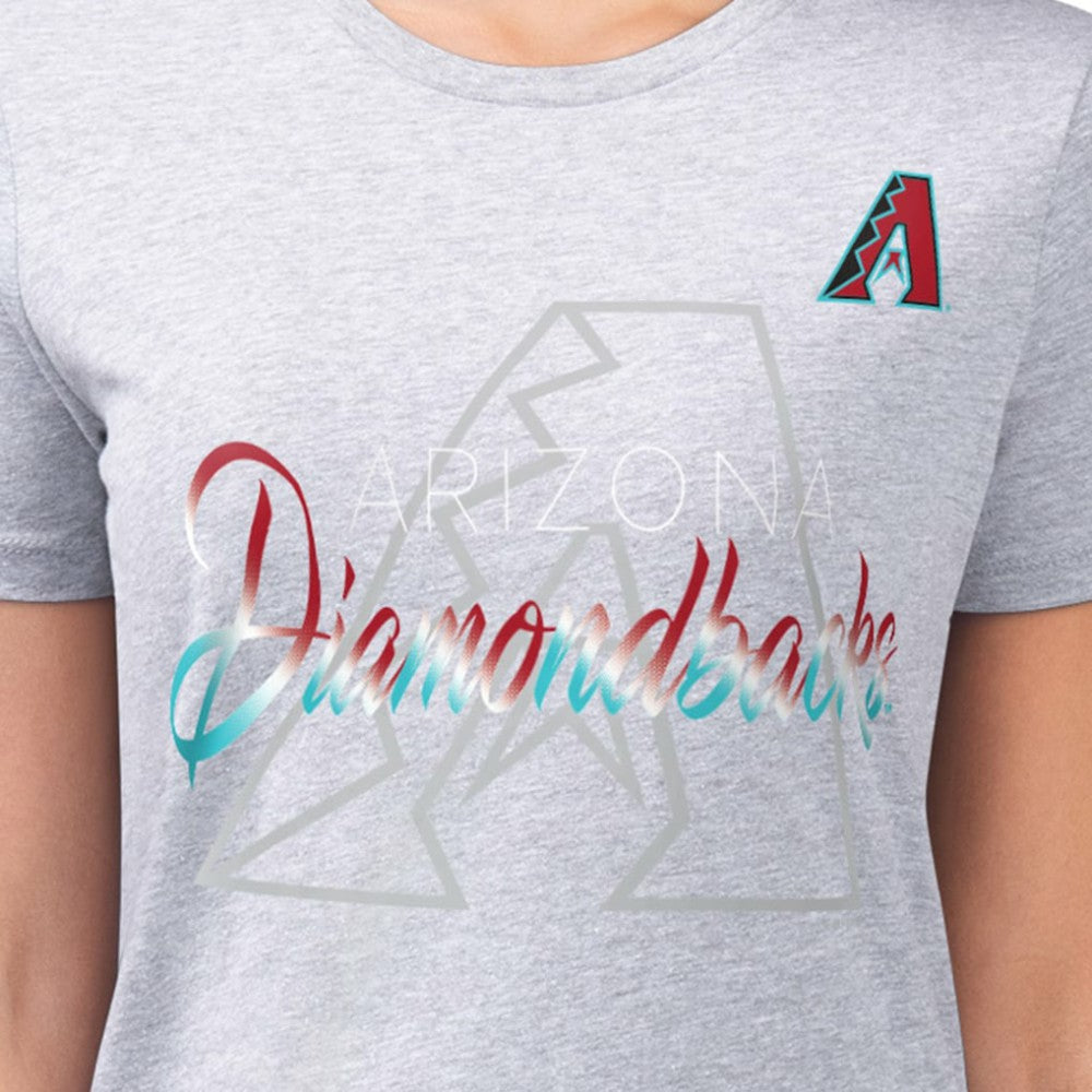 Arizona Diamondbacks G-III 4Her by Carl Banks Women's Super-Slim Fit Lightweight Shadow Logo Graphic T-Shirt - Heather Gray