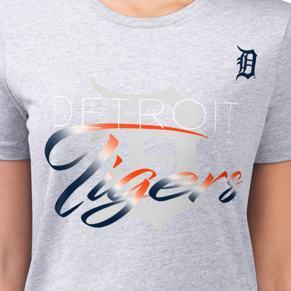 Detroit Tigers G-III 4Her by Carl Banks Women's Super-Slim Fit Lightweight Shadow Logo Graphic T-Shirt - Heather Gray