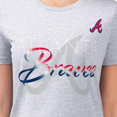 Atlanta Braves G-III 4Her by Carl Banks Women's Super-Slim Fit Lightweight Shadow Logo Graphic T-Shirt - Heather Gray