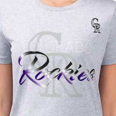 Colorado Rockies G-III 4Her by Carl Banks Women's Super-Slim Fit Lightweight Shadow Logo Graphic T-Shirt - Heather Gray