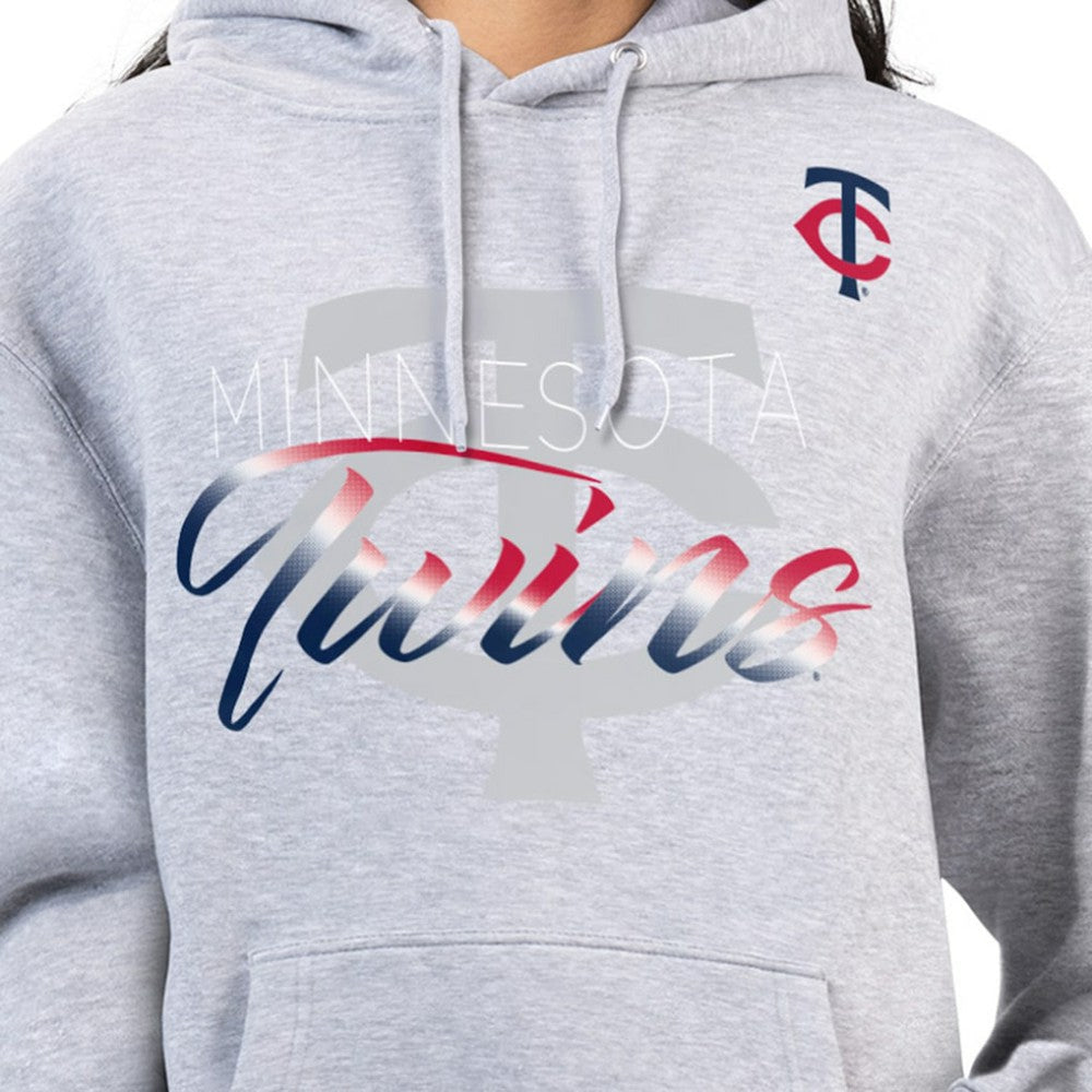 Minnesota Twins G-III 4Her by Carl Banks Women's Shadow Logo Graphic Pullover Hoodie - Heather Gray