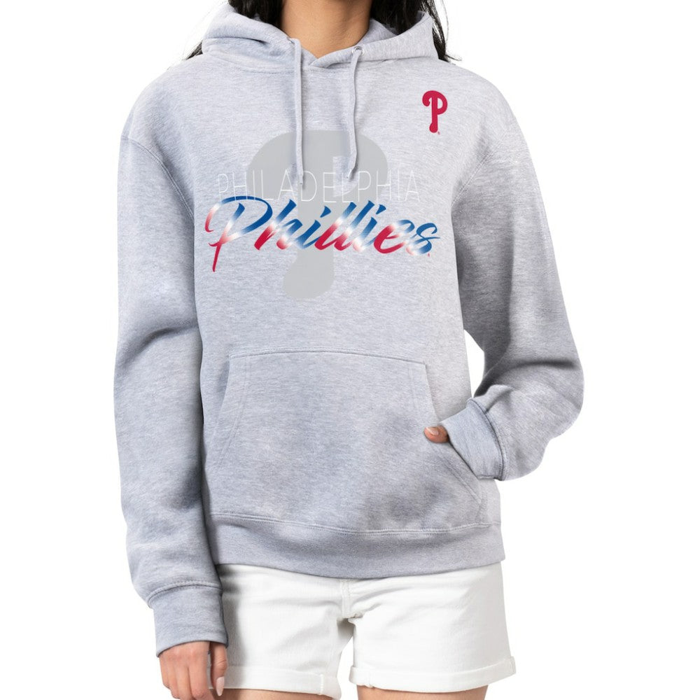 Philadelphia Phillies G-III 4Her by Carl Banks Women's Shadow Logo Graphic Pullover Hoodie - Heather Gray