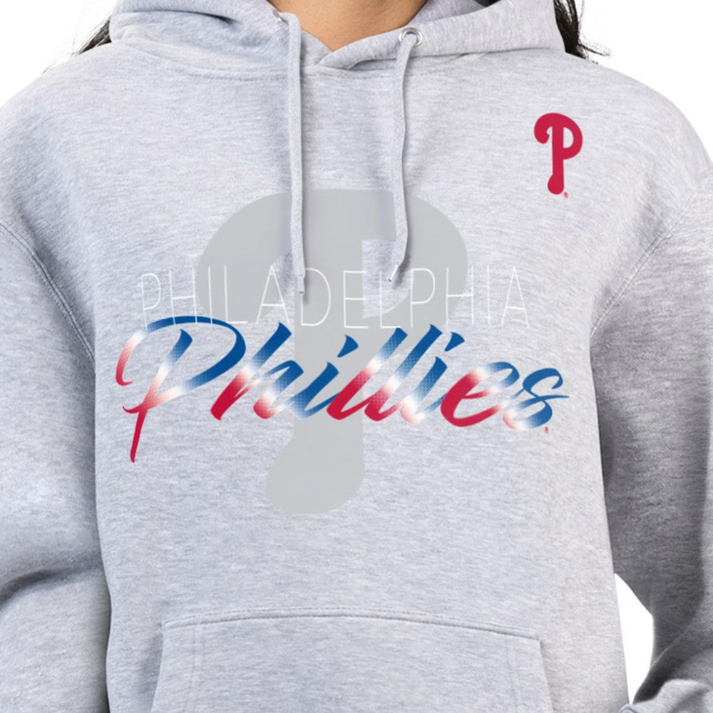 Philadelphia Phillies G-III 4Her by Carl Banks Women's Shadow Logo Graphic Pullover Hoodie - Heather Gray
