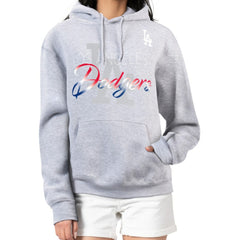 Los Angeles Dodgers G-III 4Her by Carl Banks Women's Shadow Logo Graphic Pullover Hoodie - Heather Gray