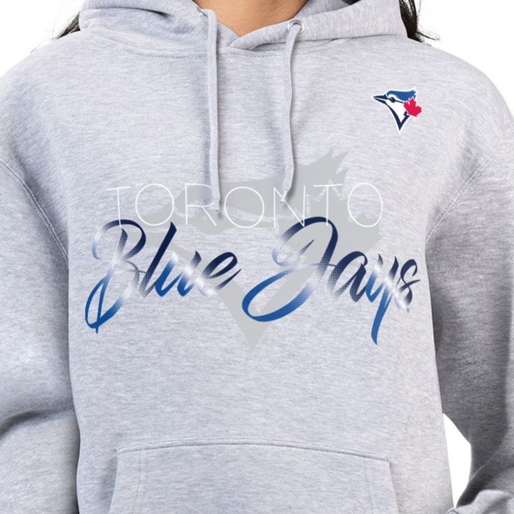 Toronto Blue Jays G-III 4Her by Carl Banks Women's Shadow Logo Graphic Pullover Hoodie - Heather Gray
