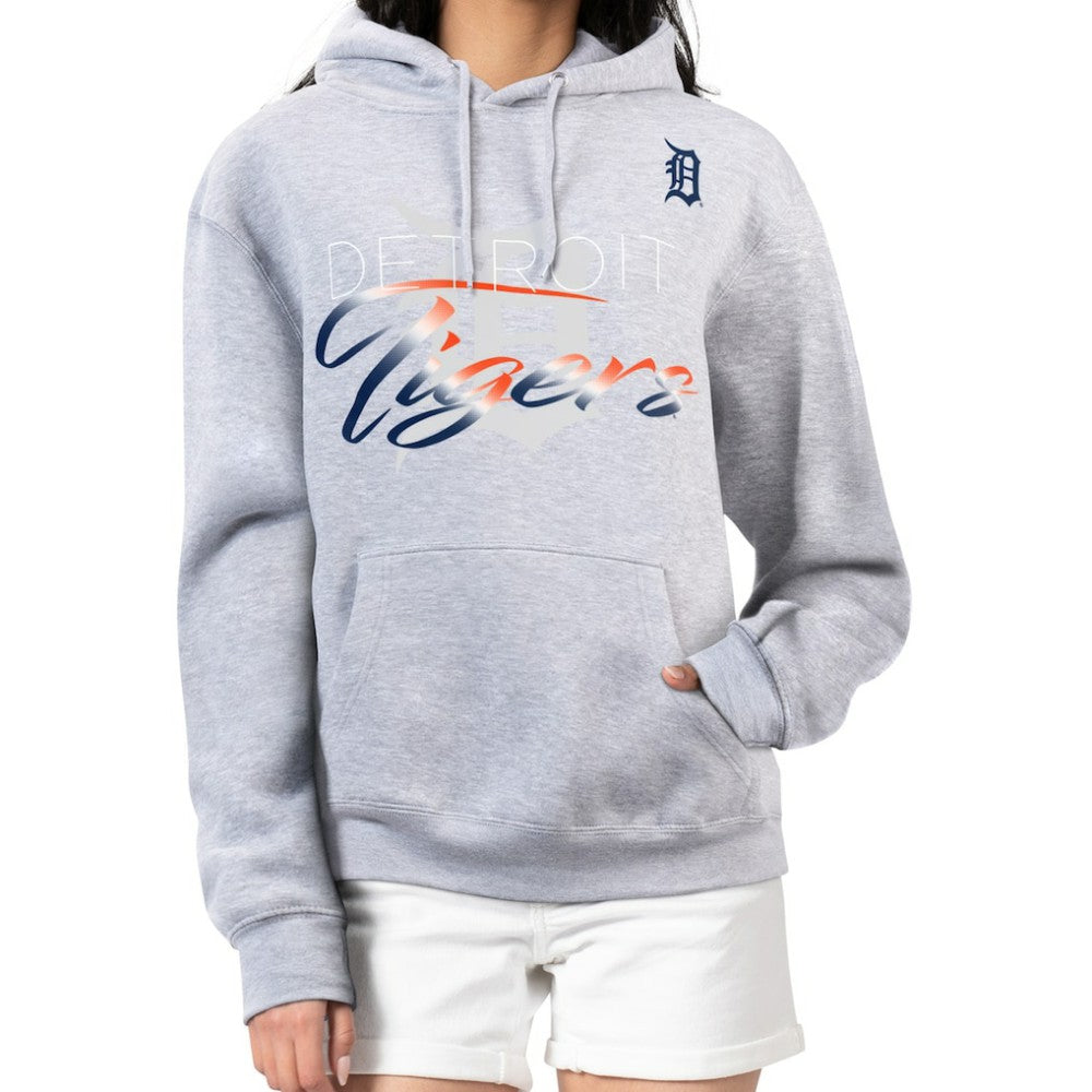 Detroit Tigers G-III 4Her by Carl Banks Women's Shadow Logo Graphic Pullover Hoodie - Heather Gray