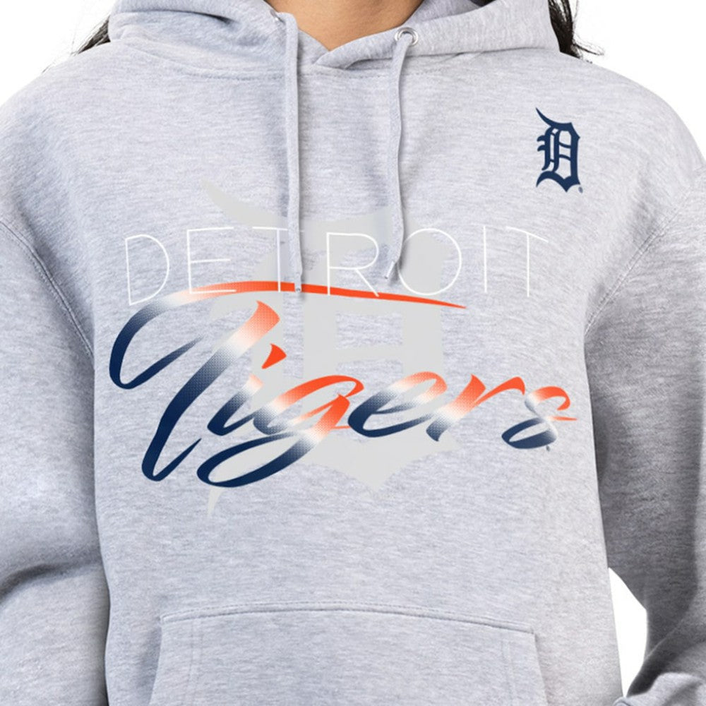 Detroit Tigers G-III 4Her by Carl Banks Women's Shadow Logo Graphic Pullover Hoodie - Heather Gray