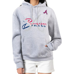Atlanta Braves G-III 4Her by Carl Banks Women's Shadow Logo Graphic Pullover Hoodie - Heather Gray