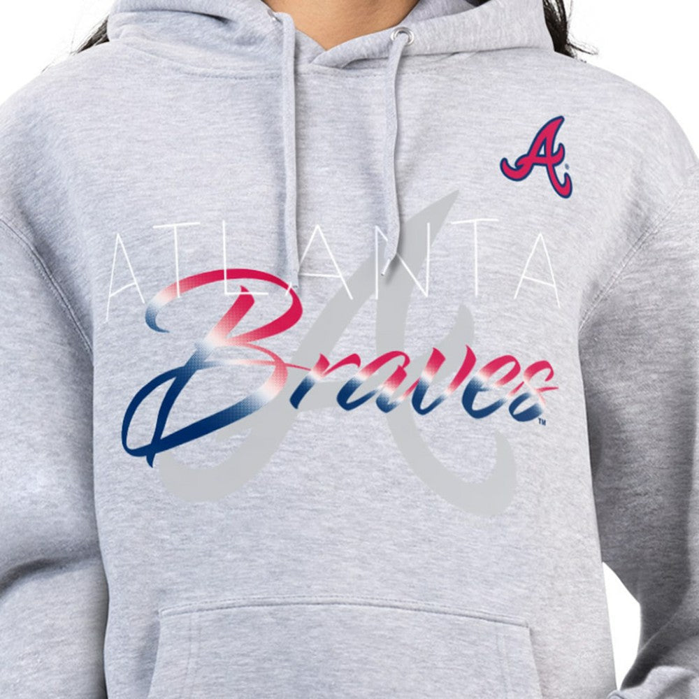 Atlanta Braves G-III 4Her by Carl Banks Women's Shadow Logo Graphic Pullover Hoodie - Heather Gray