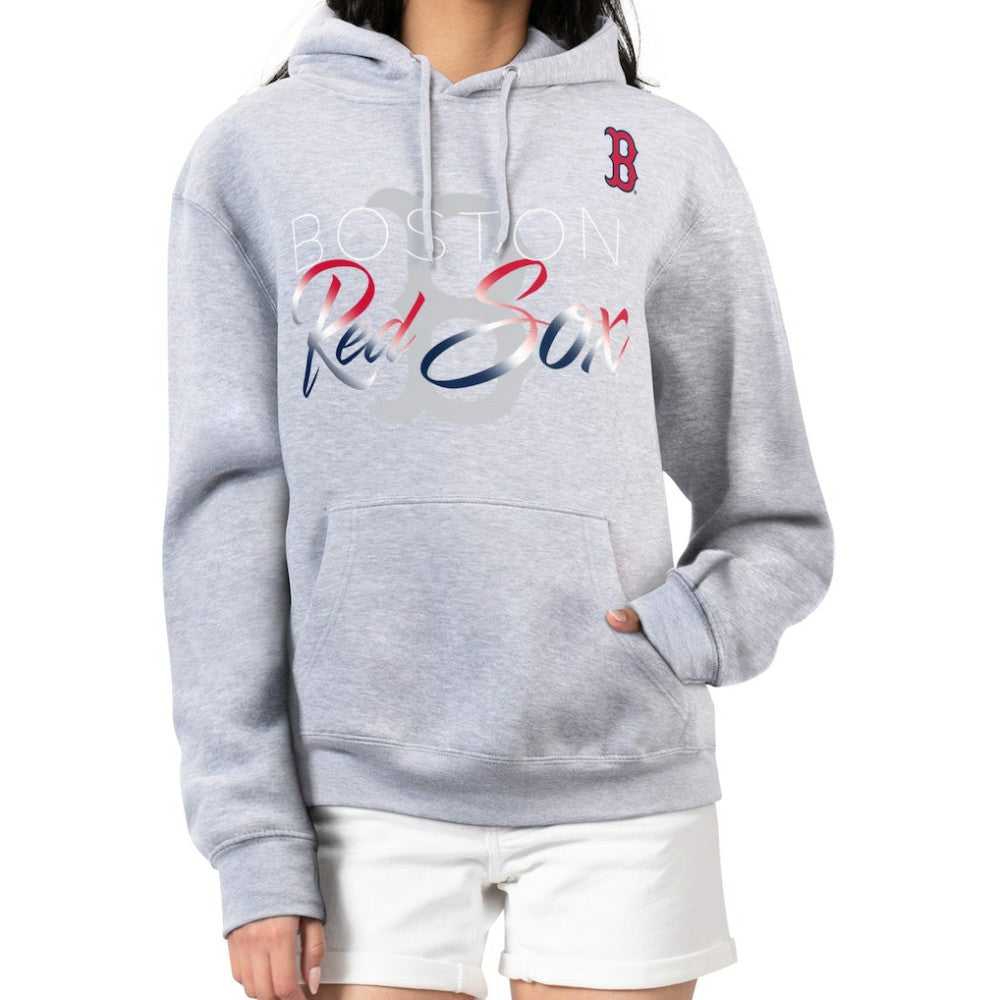 Boston Red Sox G-III 4Her by Carl Banks Women's Shadow Logo Graphic Pullover Hoodie - Heather Gray