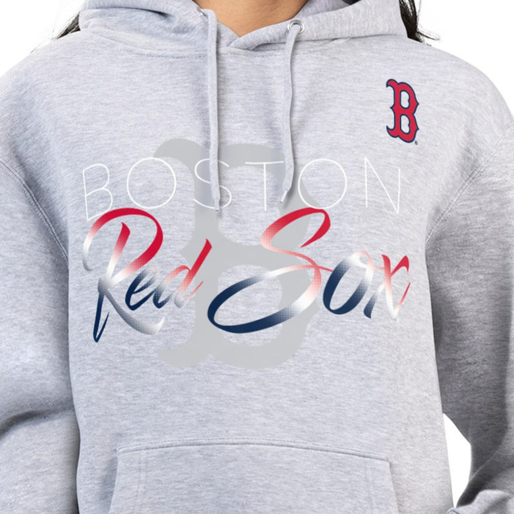 Boston Red Sox G-III 4Her by Carl Banks Women's Shadow Logo Graphic Pullover Hoodie - Heather Gray