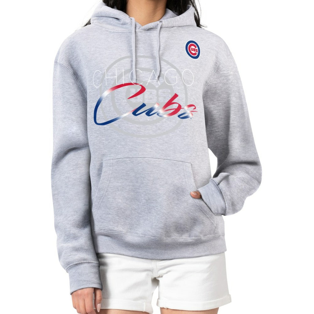 Chicago Cubs G-III 4Her by Carl Banks Women's Shadow Logo Graphic Pullover Hoodie - Heather Gray