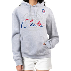 Chicago Cubs G-III 4Her by Carl Banks Women's Shadow Logo Graphic Pullover Hoodie - Heather Gray