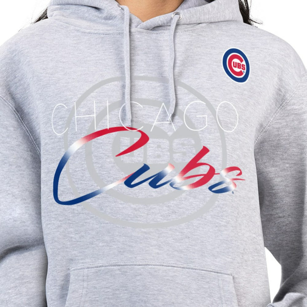 Chicago Cubs G-III 4Her by Carl Banks Women's Shadow Logo Graphic Pullover Hoodie - Heather Gray
