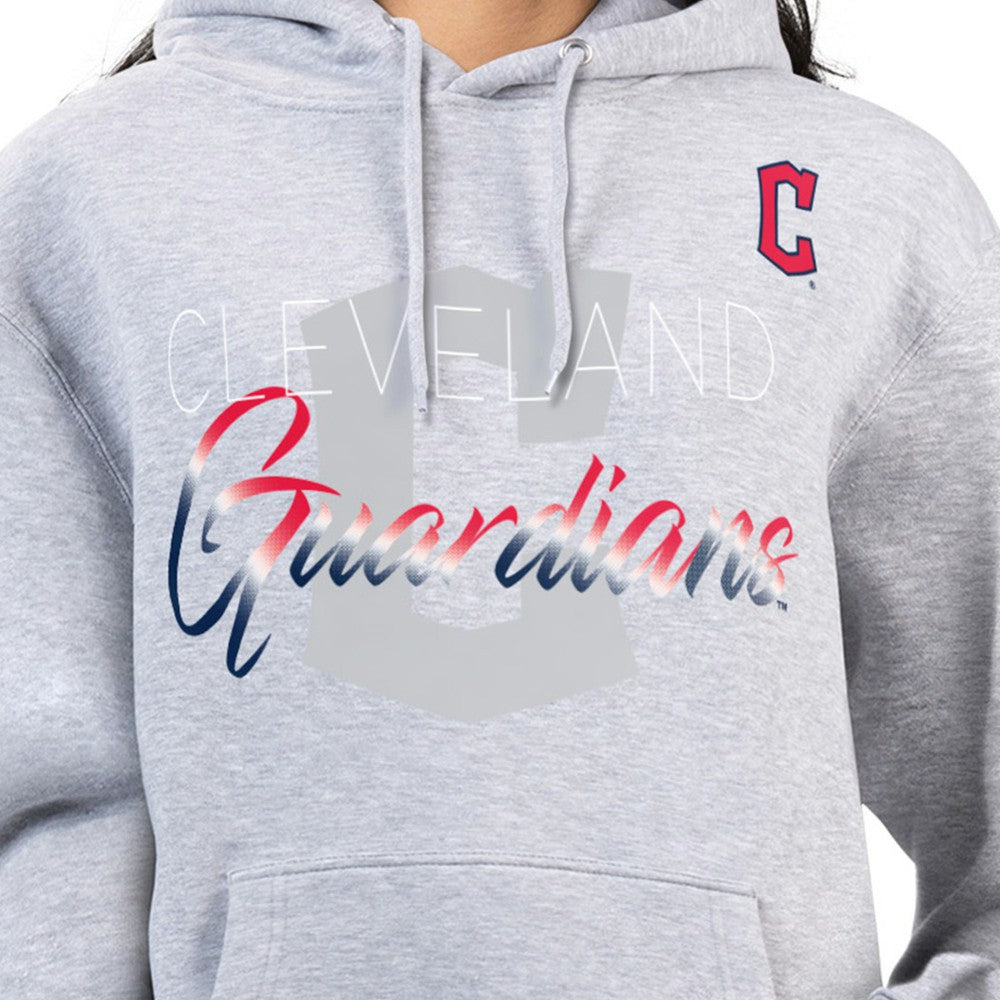 Cleveland Guardians G-III 4Her by Carl Banks Women's Shadow Logo Graphic Pullover Hoodie - Heather Gray
