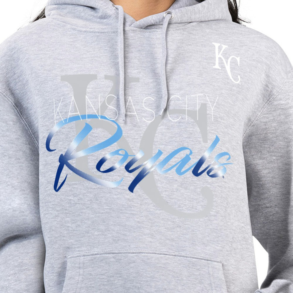 Kansas City Royals G-III 4Her by Carl Banks Women's Shadow Logo Graphic Pullover Hoodie - Heather Gray