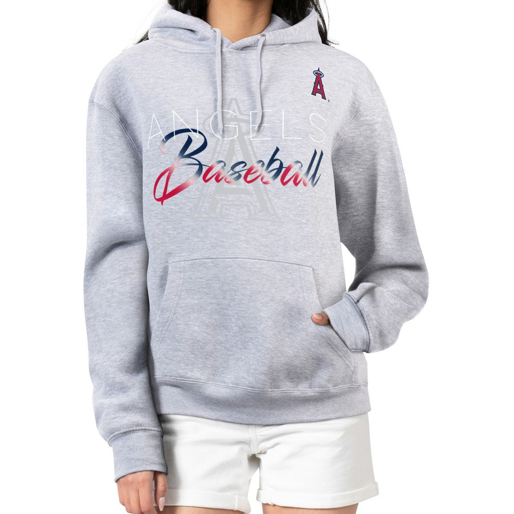 Los Angeles Angels G-III 4Her by Carl Banks Women's Shadow Logo Graphic Pullover Hoodie - Heather Gray